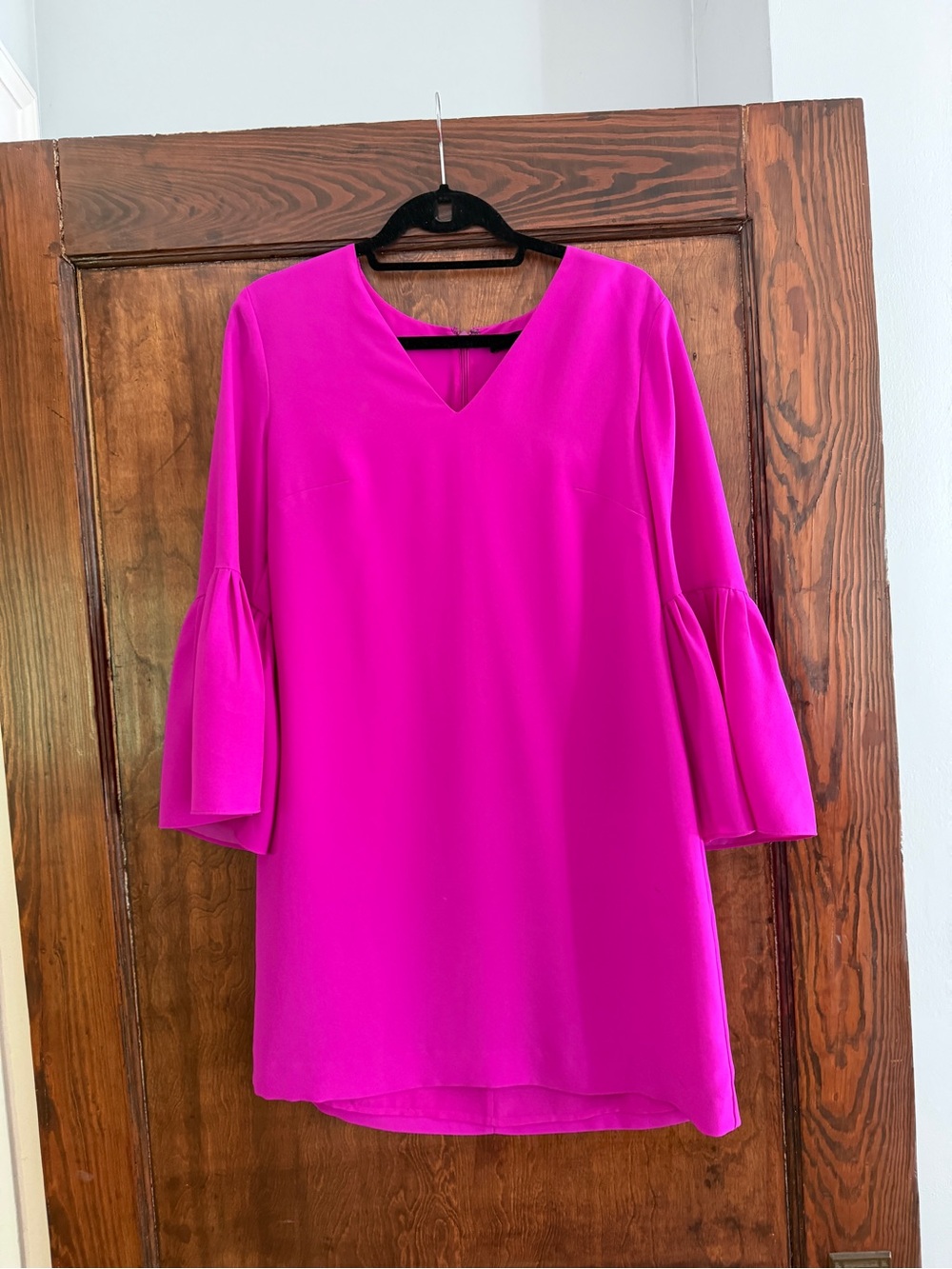 Banana Republic Fuchsia V-Neck Bell Sleeve Mini Dress
